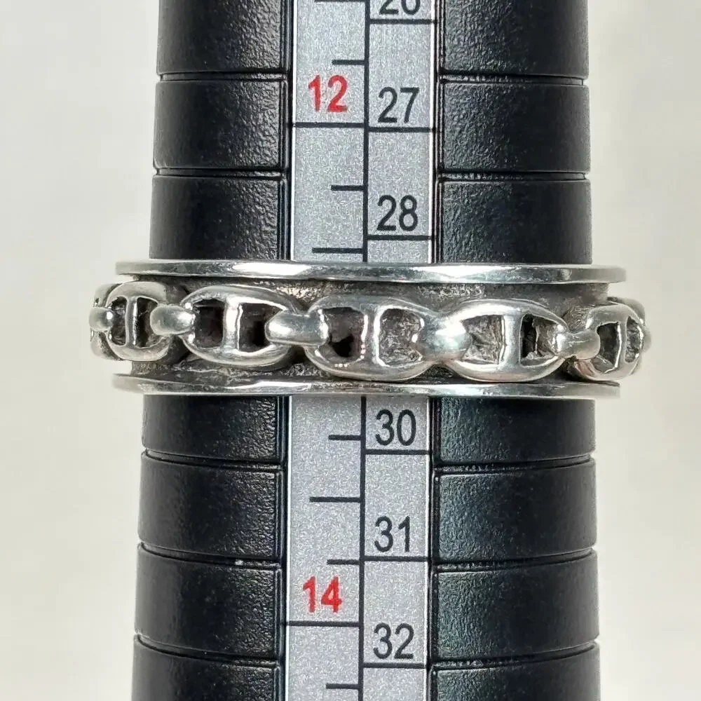 Mariner Chain Link Fidget Spinner Ring 925 Silver Size 13